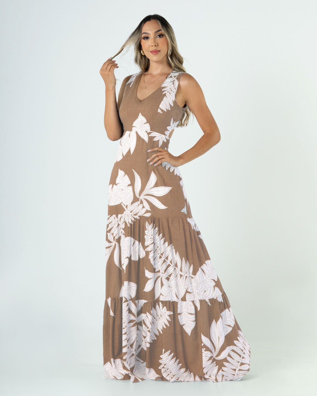 P74398 VESTIDO CHALIS ESTAMPADO CAMEL