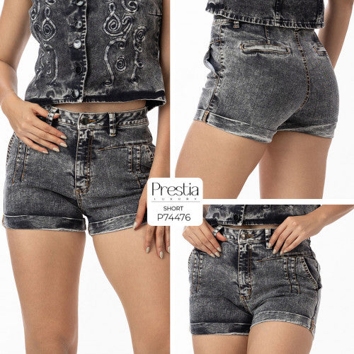 P74476 SHORT DRILL LICRADO NEGRO