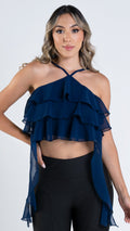 P3966 BLUSA CHIFON AZUL OSCURO