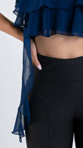 P3966 BLUSA CHIFON AZUL OSCURO