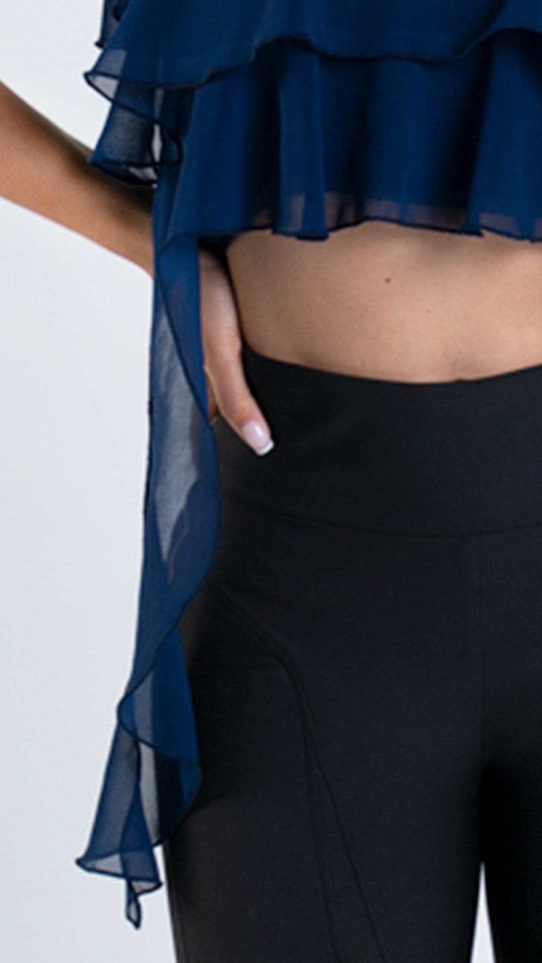 P3966 BLUSA CHIFON AZUL OSCURO