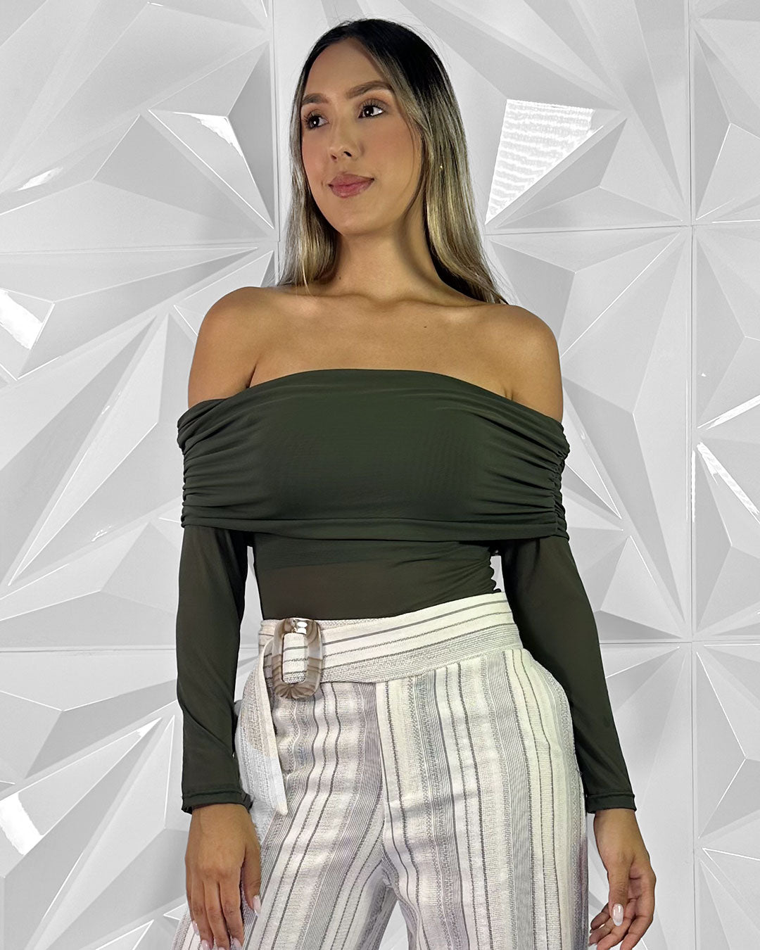 P3977 BLUSA MAYA TEX VERDE MILITAR