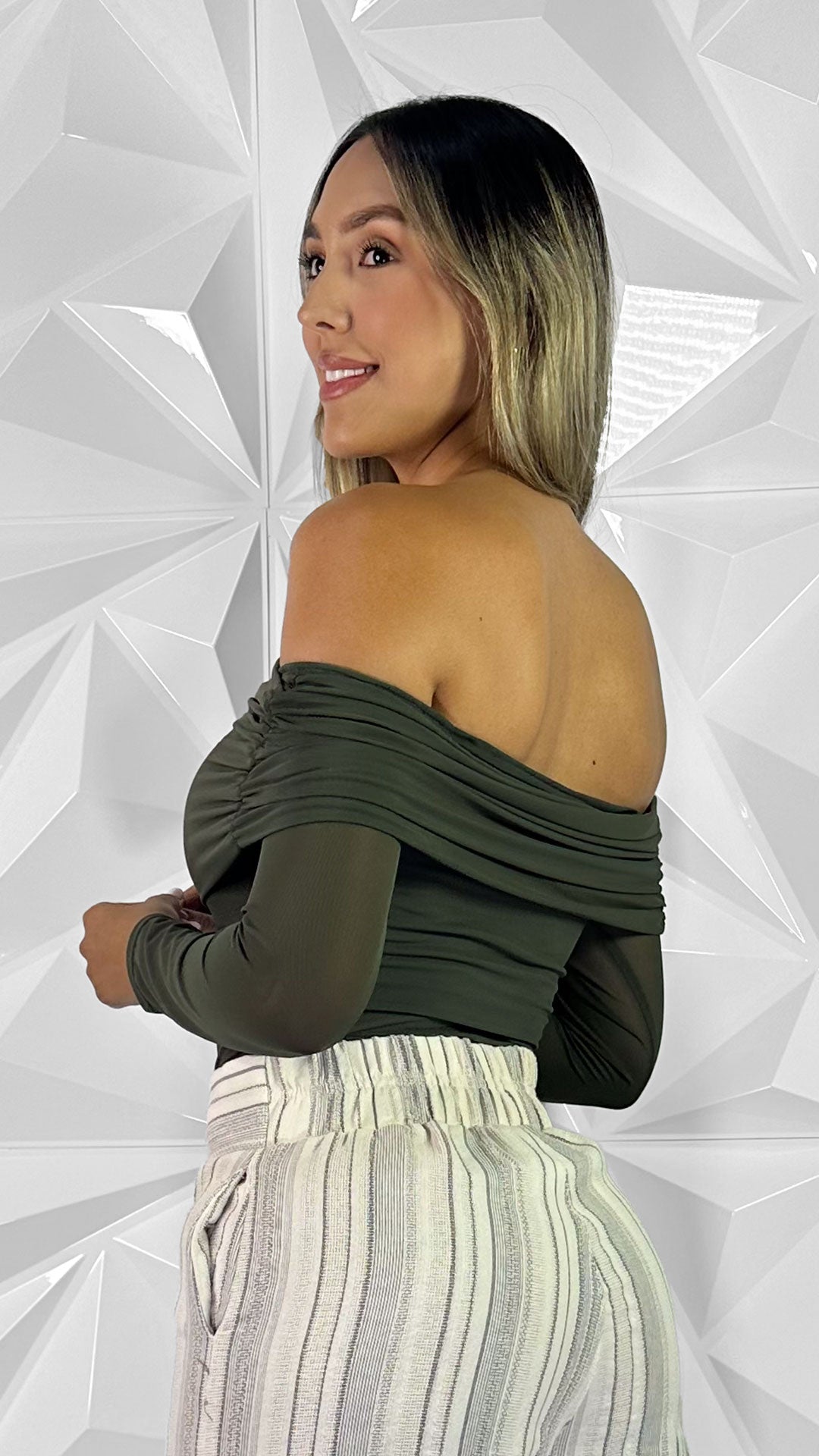 P3977 BLUSA MAYA TEX VERDE MILITAR