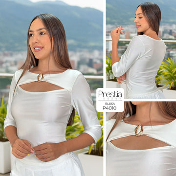 P4010 BLUSA POLIESTER SHAKIRA MARFIL