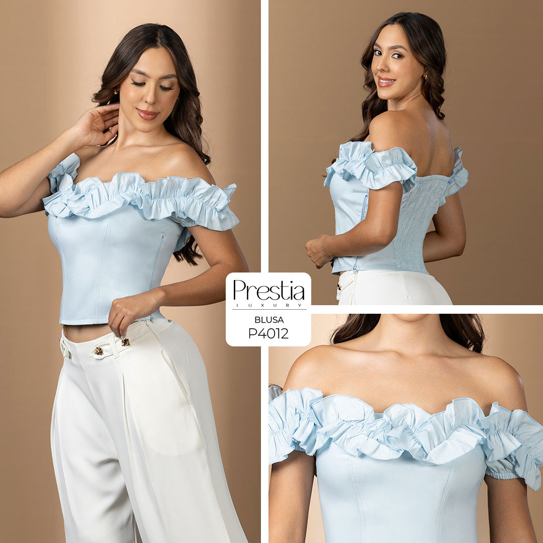 P4012 BLUSA POPELINA AZUL CELESTE