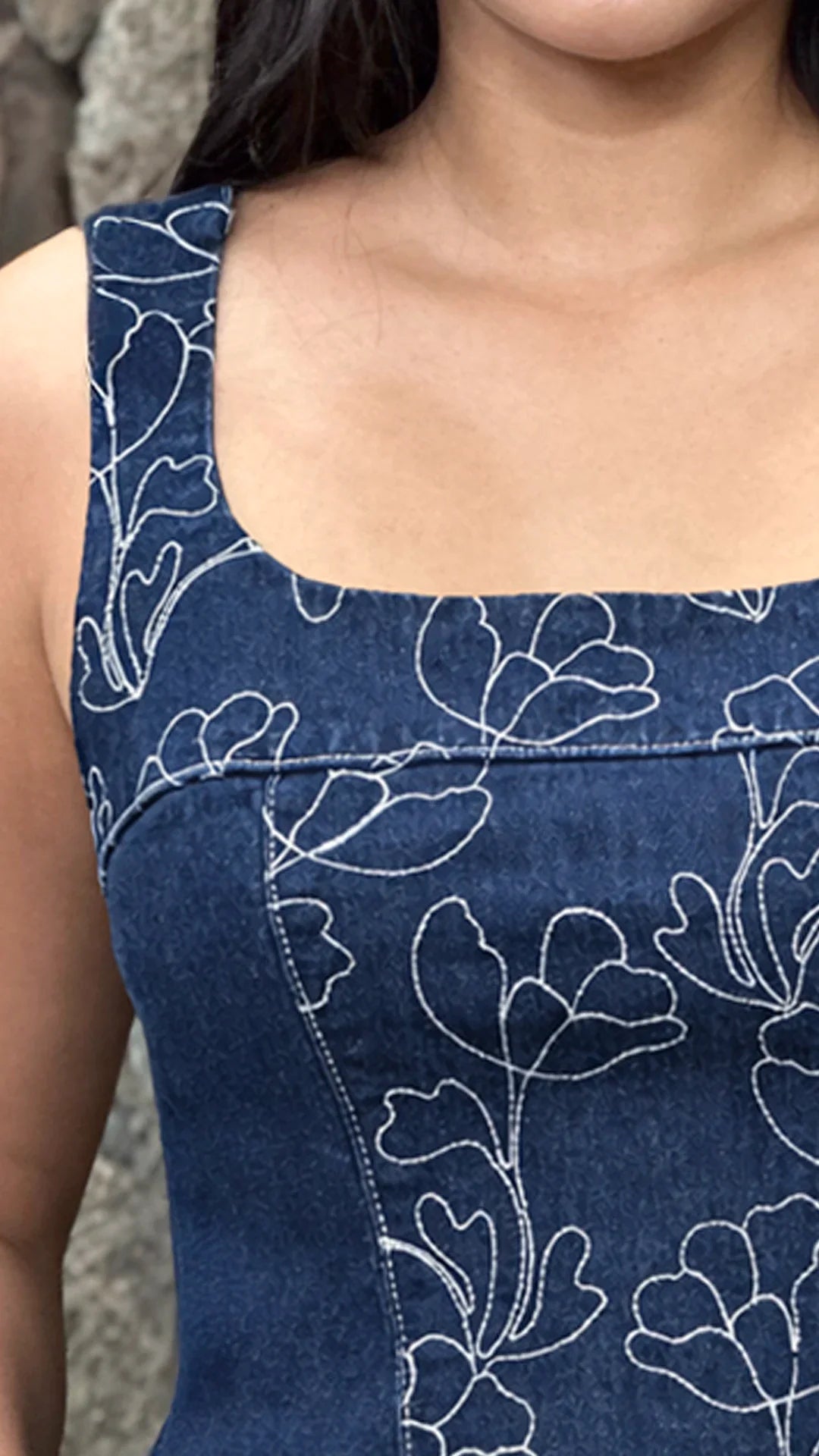 P4020 BLUSA INDIGO BORDADO AZUL