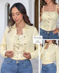 P4064 DUO CAMISA CHALIS RAYAS AMARILLO