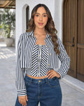 P4064 DUO CAMISA CHALIS RAYAS AZUL OSCURO