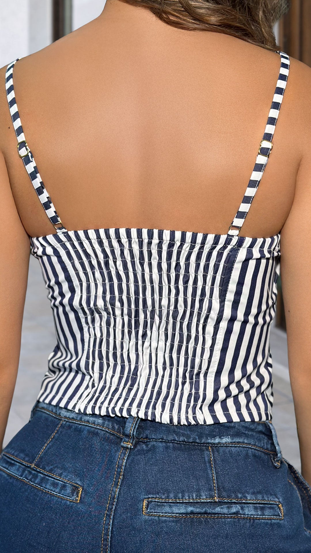 P4064 DUO CAMISA CHALIS RAYAS AZUL OSCURO