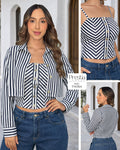 P4064 DUO CAMISA CHALIS RAYAS AZUL OSCURO