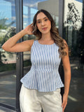 P4090 BLUSA RAYAS AZUL CLARO