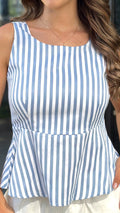 P4090 BLUSA RAYAS AZUL CLARO