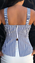 P4090 BLUSA RAYAS AZUL OSCURO