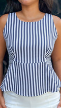 P4090 BLUSA RAYAS AZUL OSCURO