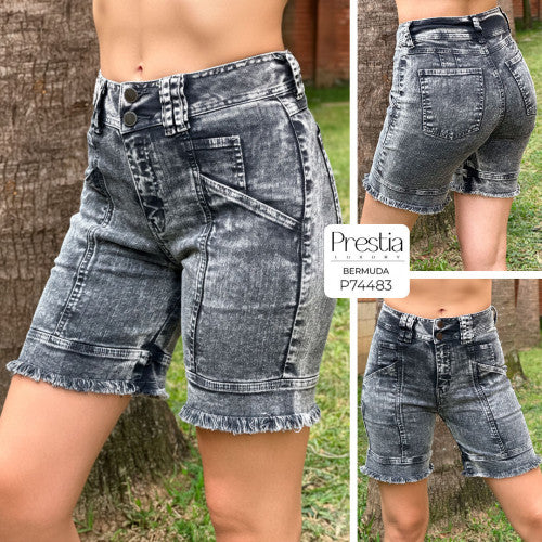 P74483 BERMUDA DRILL LICRADO NEGRO