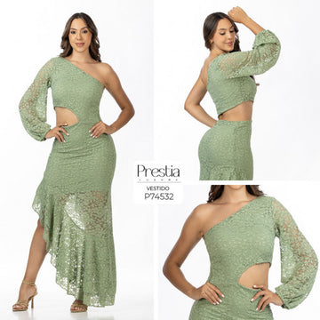 P74532 VESTIDO BLONDA VERDE CLARO