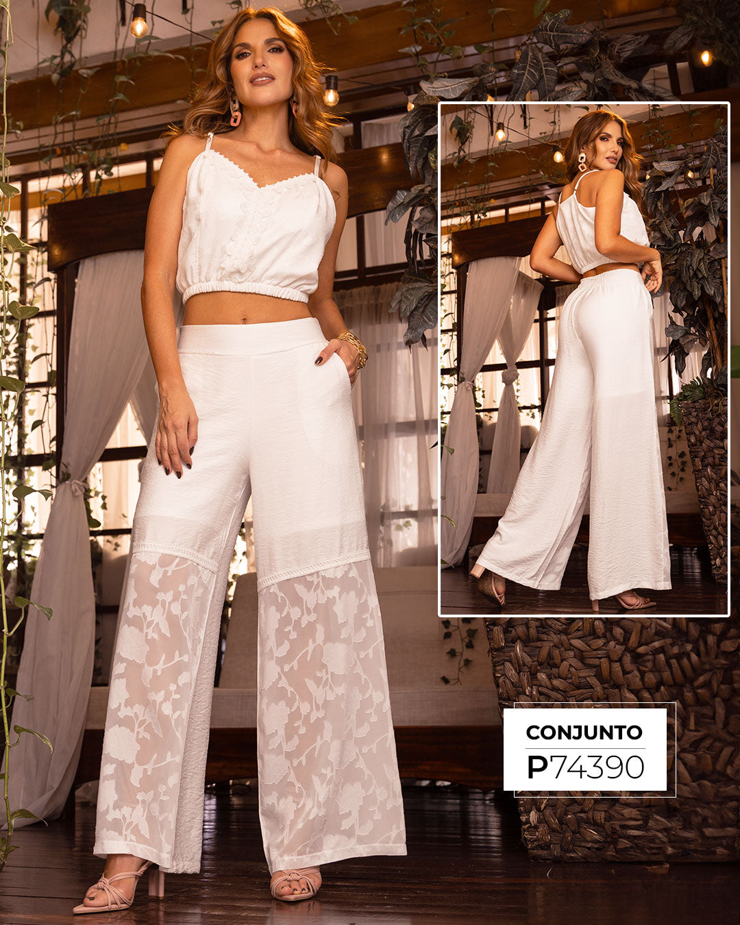 P74390 CONJUNTO CHIFON MARFIL