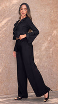 P74433 CONJUNTO TELA DE PUNTO CRAQUELADA NEGRO