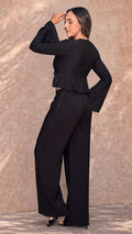 P74433 CONJUNTO TELA DE PUNTO CRAQUELADA NEGRO
