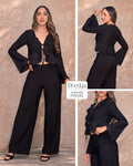 P74433 CONJUNTO TELA DE PUNTO CRAQUELADA NEGRO