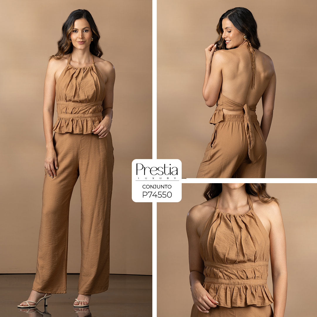 P74550 CONJUNTO LINO CREPE MIEL