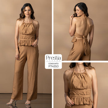 P74550 CONJUNTO LINO CREPE MIEL