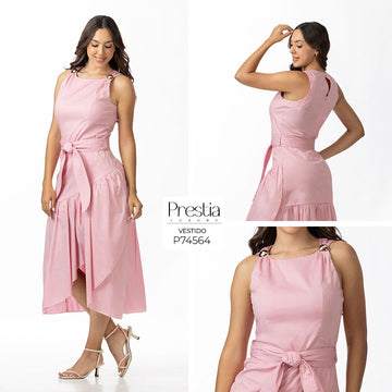 P74564 VESTIDO POPELINA ROSADO
