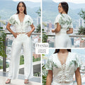 P74573 CONJUNTO LINO POLIESTER SEMILLA MARFIL ESTAMPADO