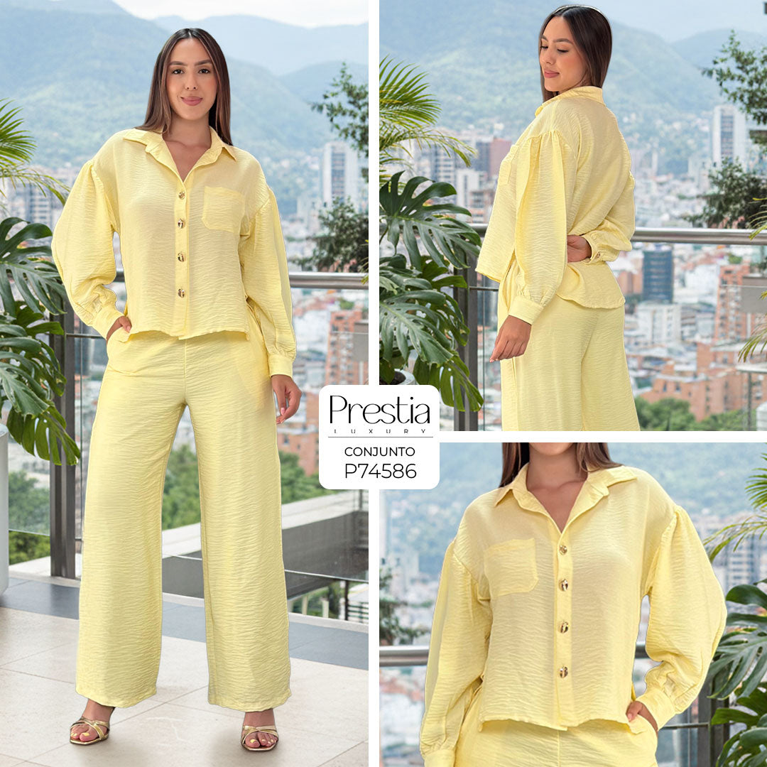 P74586 CONJUNTO LINO POLIESTER AMARILLO