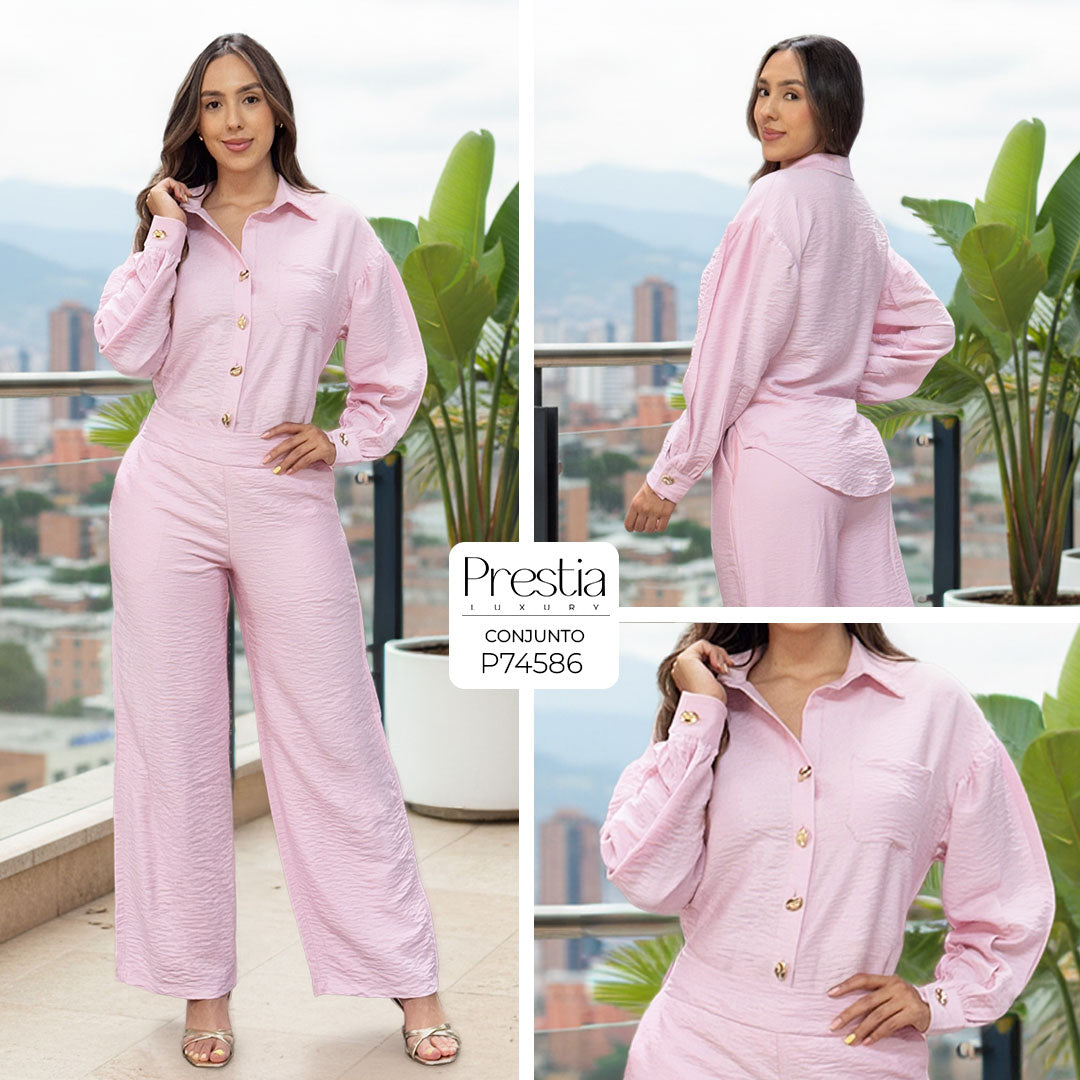 P74586 CONJUNTO LINO POLIESTER ROSADO