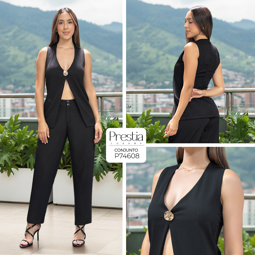 P74608 CONJUNTO CHALIS DIAGONAL NEGRO