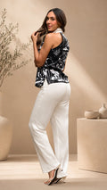 P74619 CONJUNTO POPELINA ESTAMPADA NEGRO ESTAMPADO BLANCO