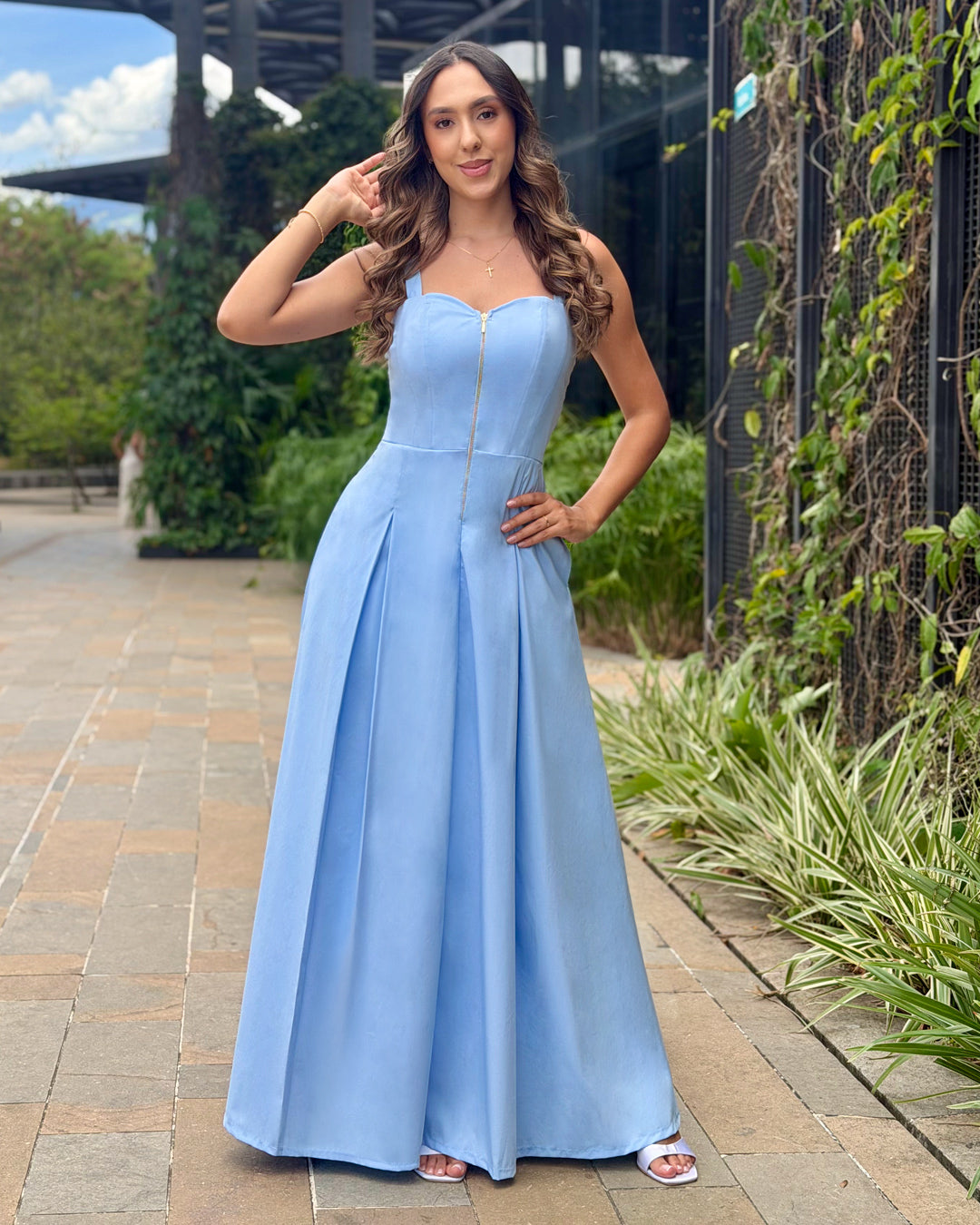 P74706 VESTIDO POPELINA AZUL