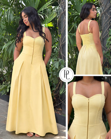 P74706 VESTIDO POPELINA AMARILLO