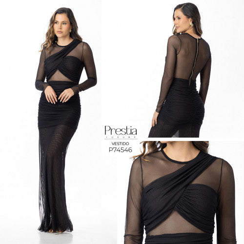 P74546 VESTIDO MALLATEX NEGRO