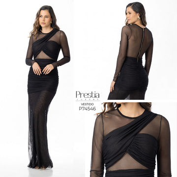 P74546 VESTIDO MALLATEX NEGRO