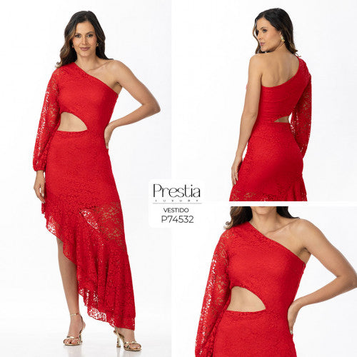 P74532 VESTIDO BLONDA ROJO