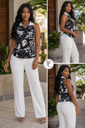 P74619 CONJUNTO POPELINA ESTAMPADA NEGRO ESTAMPADO BLANCO