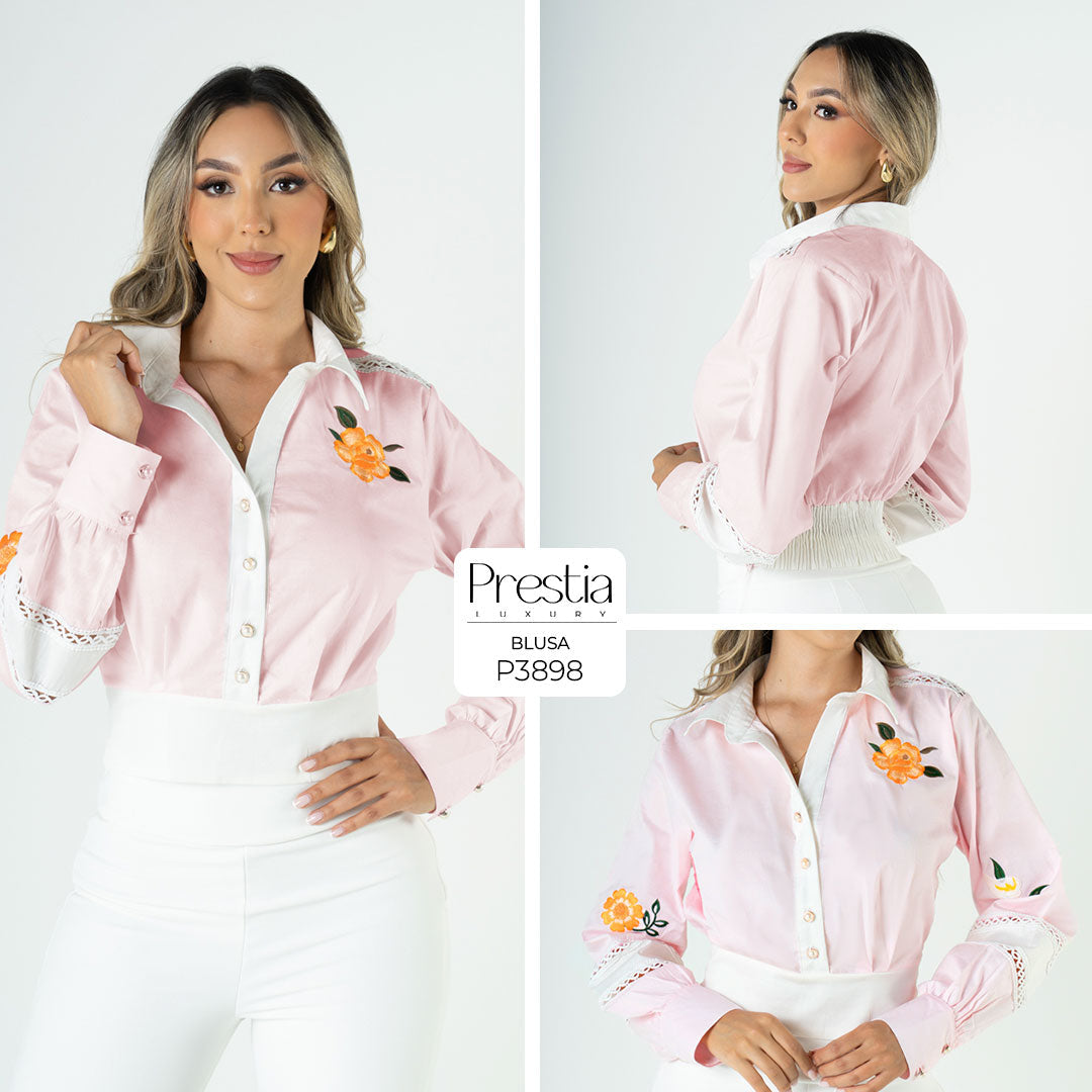 P3898 CAMISERA POPELINA ROSADO