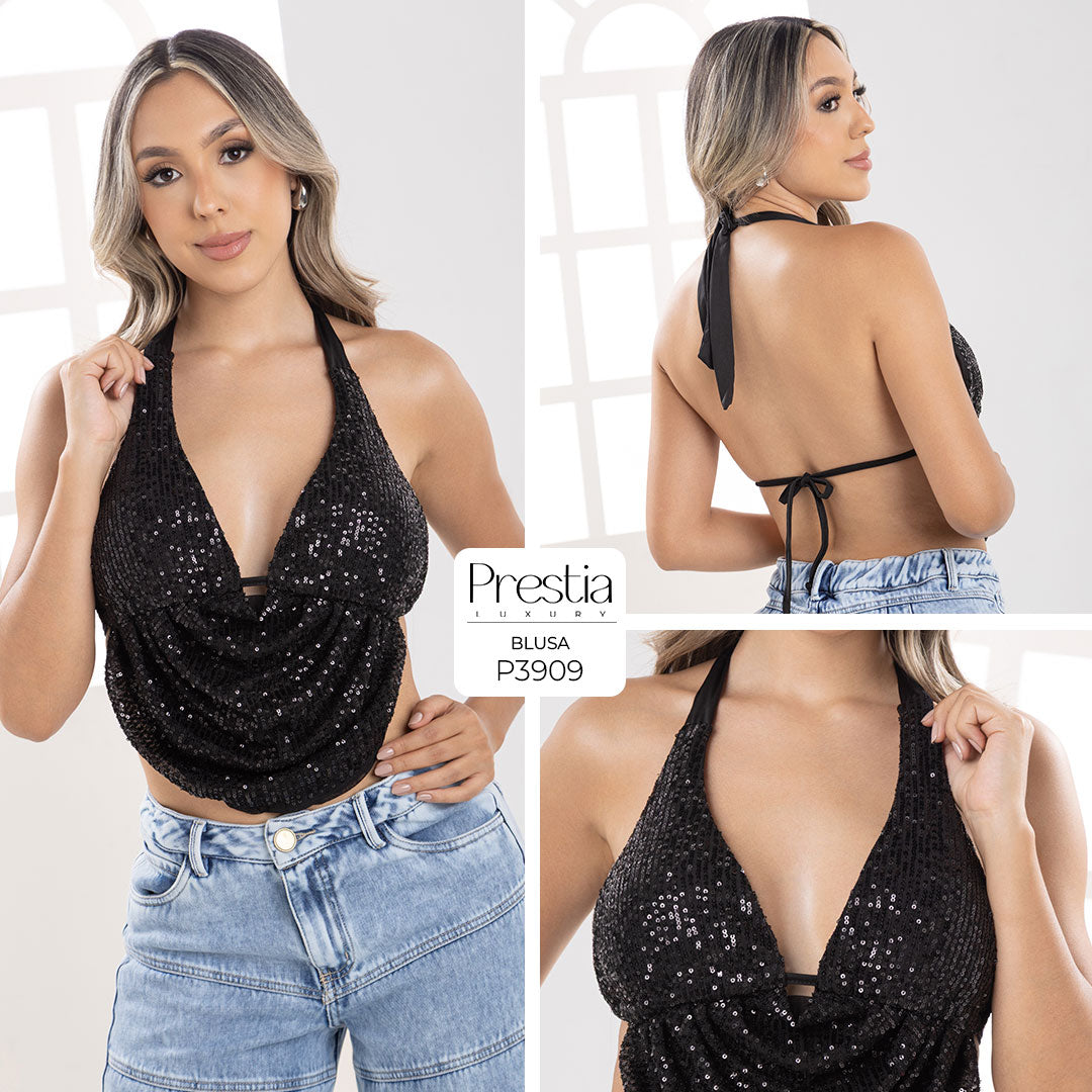 P3909 BLUSA LENTEJUELA NEGRO
