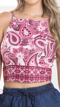 P3956 BLUSA BENGALINA ESTAMPADA VINOTINTO