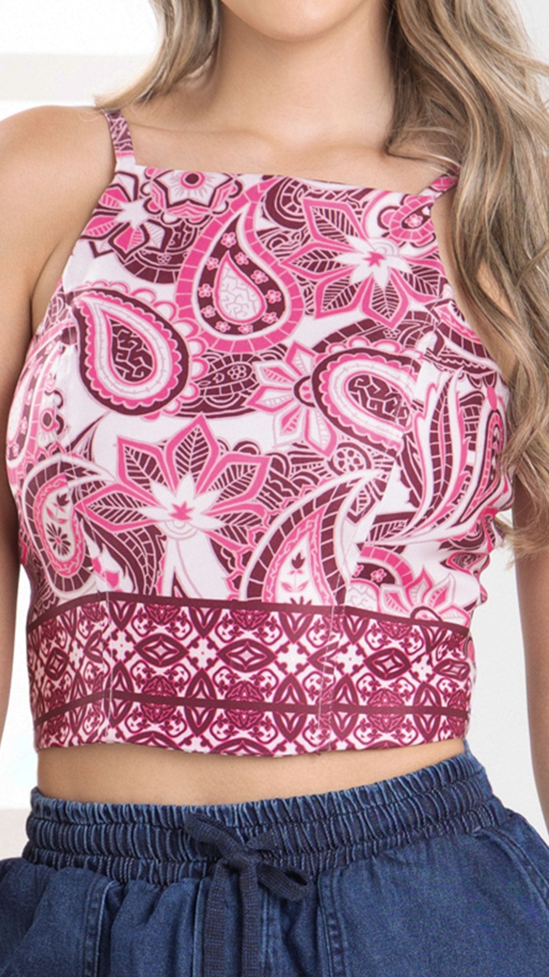 P3956 BLUSA BENGALINA ESTAMPADA VINOTINTO