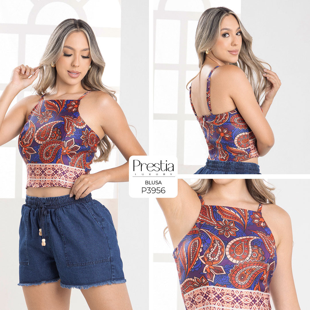 P3956 BLUSA BENGALINA ESTAMPADA MORADO