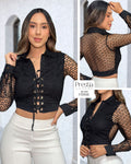 P3958 BLUSA GUIPURE NEGRO