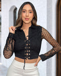 P3958 BLUSA GUIPURE NEGRO
