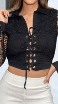 P3958 BLUSA GUIPURE NEGRO