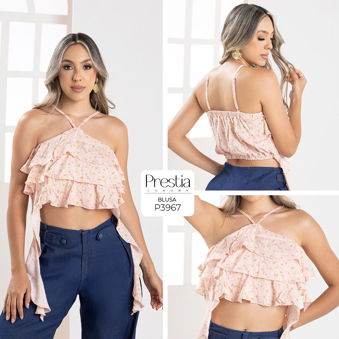 P3967 BLUSA CHALIS ESTAMPADO ROSADO