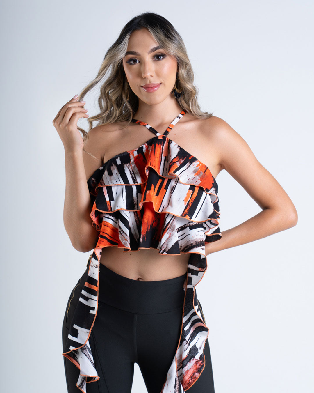 P3969 BLUSA CHALIS ESTAMPADO NARANJA