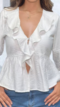 P3974 BLUSA LINO POLIESTER MARFIL