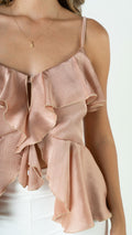 P3975 BLUSA SATIN CRAQUELADO MOKA